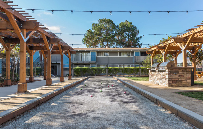 Bocce Ball Court with Tuscan Lighting
