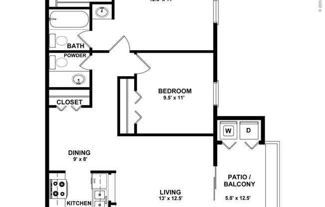 2 beds, 1.5 baths, 810 sqft, $1,245