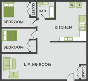 2 beds, 1 bath, 900 sqft, $1,265