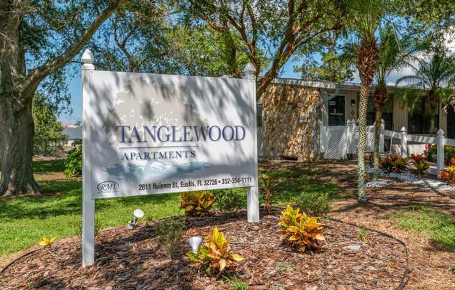 Property sign at Tanglewood Apartments