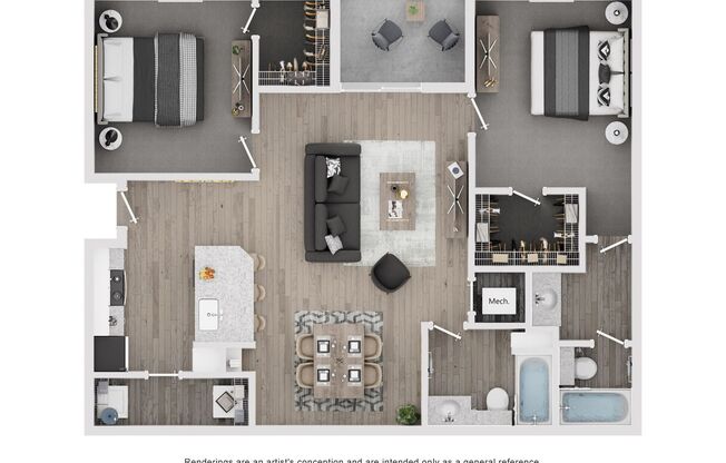 2 beds, 2 baths, 1,037 sqft, $1,306, Unit E320