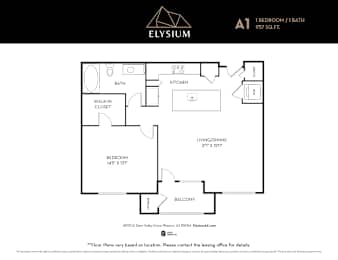 1 bed, 1 bath, 957 sqft, $2,170