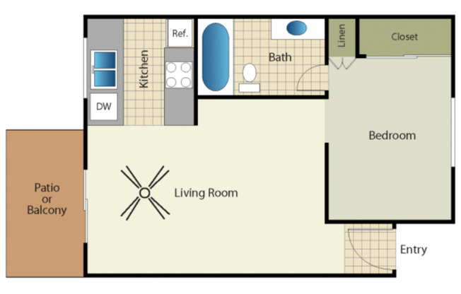Studio, 1 bath, 420 sqft, $2,345