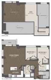 2 beds, 2 baths, 1,486 sqft, $3,292