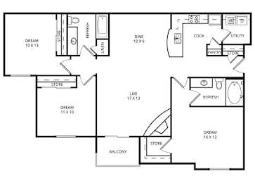 3 beds, 2 baths, 1,348 sqft, $1,409