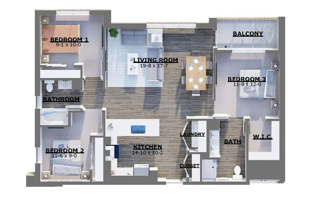 The Langley - Three Bedroom Two  Bath