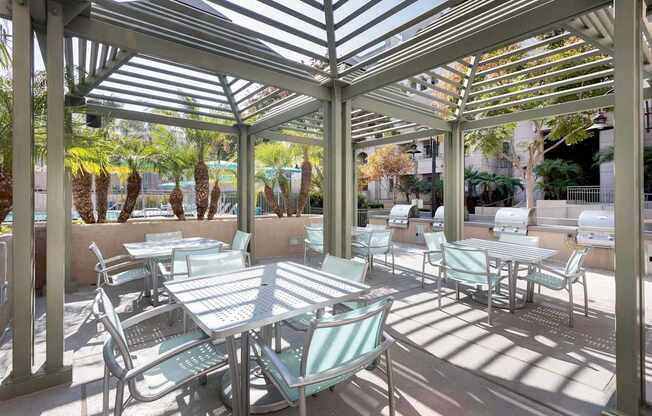 Shaded Patio at La Jolla Crossroads Apartments, San Diego, CA