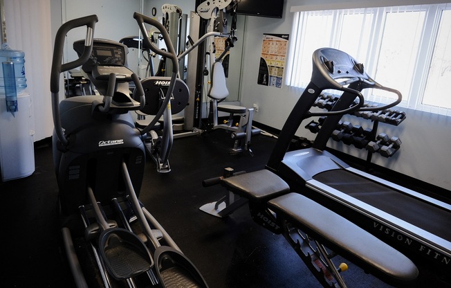 Fitness center, fitness equipment, work out room, clubhouse, leasing office, at Regency Apartments in Bettendorf Iowa