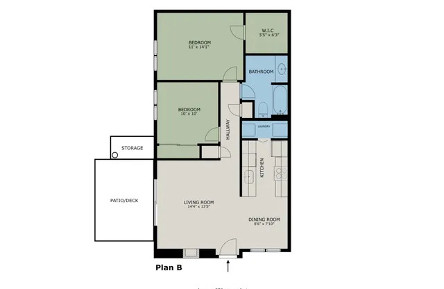 2 beds, 1 bath, 876 sqft, $2,770