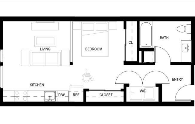 Studio, 1 bath, 579 sqft, $2,564
