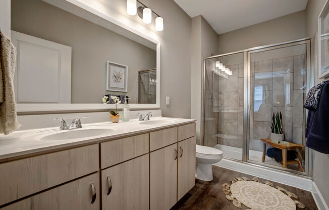 Two bedroom master bath at Apartments @ Eleven240, Charlotte, 28216
