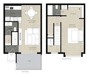 1 bed, 1.5 baths, 867 sqft, $2,475