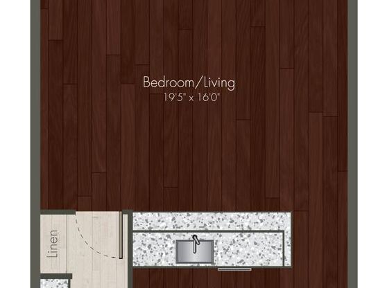 Studio, 1 bath, 700 sqft, $1,458.95, Unit 202