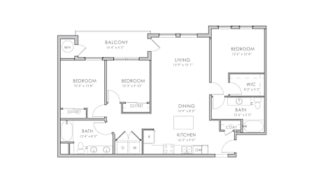 3 beds, 2 baths, 1,283 sqft, $2,880