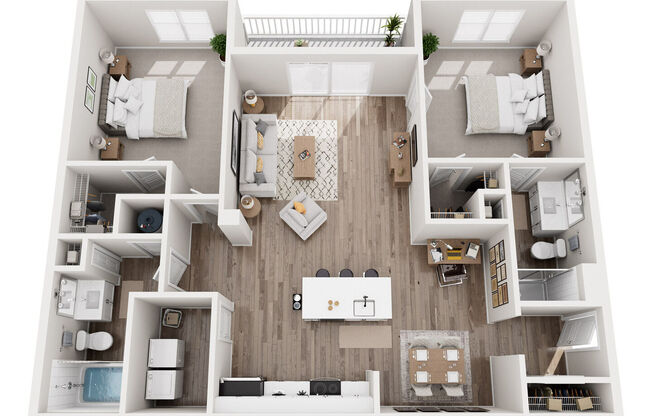 2 beds, 2 baths, 1,066 sqft, $1,664