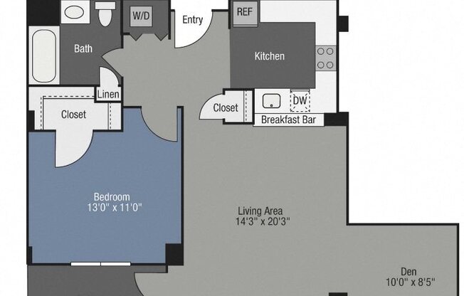 1 bed, 1 bath, 844 sqft, $2,433