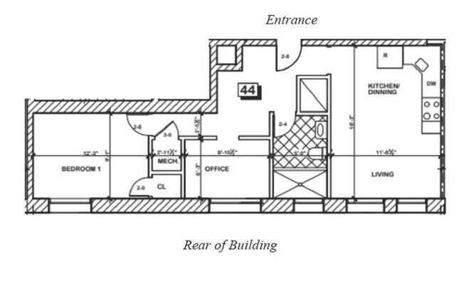 1 bed, 1 bath, 560 sqft, $2,100, Unit 44