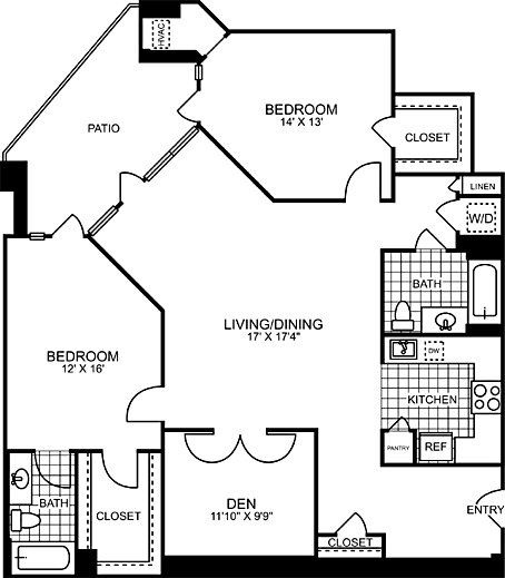 2 beds, 2 baths, 1,410 sqft, $5,535