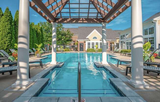 A pool with a 3-foot deep sign.