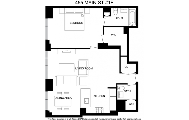 1 bed, 1.5 baths, 902 sqft, $4,800, Unit 1E