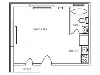 Studio, 1 bath, 380 sqft, $1,089