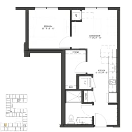 1 bed, 1 bath, 495 sqft, $1,381