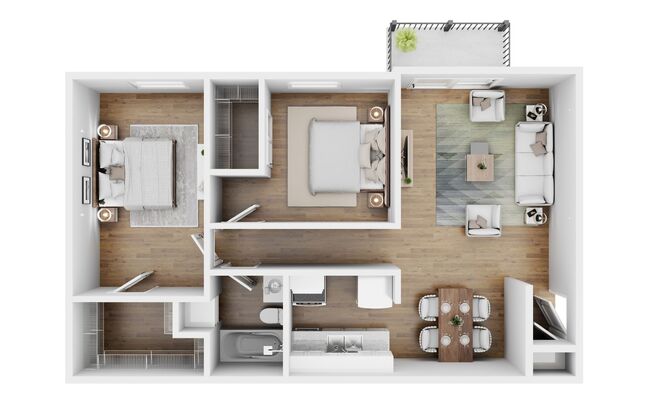 2 beds, 1 bath, 740 sqft, $850, Unit 3700-01