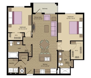 2 beds, 2 baths, 1,100 sqft, $2,519