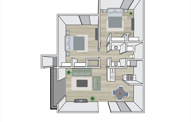 2 beds, 1 bath, 812 sqft, $918