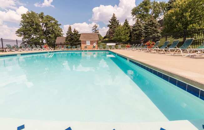 This is a picture of the Gilmore clubhouse pool area at Fairfield Pointe Apartments in Fairfield, Ohio.