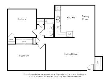2 beds, 1 bath, 792 sqft, $1,290