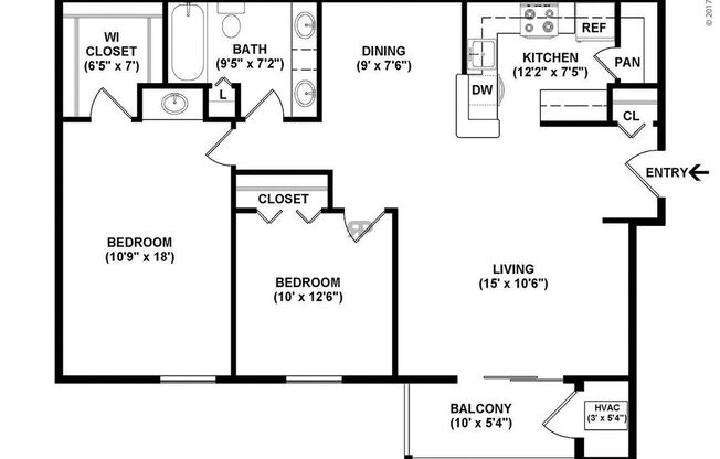 2 beds, 1 bath, 980 sqft, $1,573