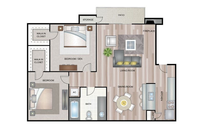 2 beds, 1 bath, 820 sqft, $1,255