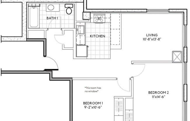 2 beds, 1 bath, 725 sqft, $2,475, Unit 1216-101
