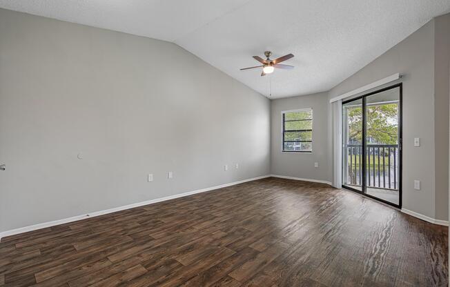 a room with a large window