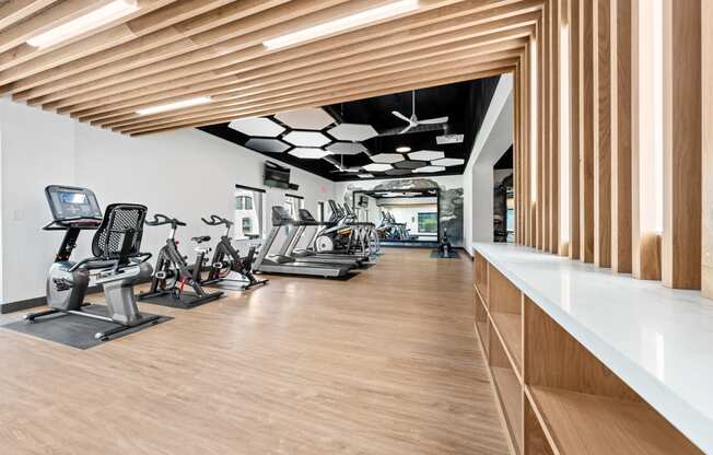 New Gym at La Privada with cardio machines and personal storage
