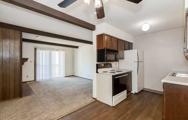 West One Bedroom Kitchen to Living Room View at Raintree Apartments, Kansas, 66614