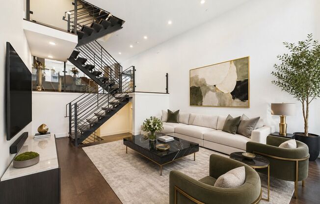 Rare 2-Car Gated Parking, Garage, Private Deck & Roof Deck with Skyline Views