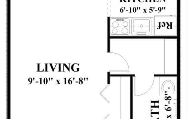 Studio, 1 bath, 365 sqft, $1,035