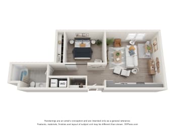 Studio, 1 bath, 632 sqft, $1,225