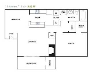 1 bed, 1 bath, 835 sqft, $995