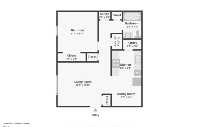 1 bed, 1 bath, 610 sqft, $1,249