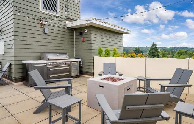 The Morgan| Rooftop Sitting Area with Fire Pit