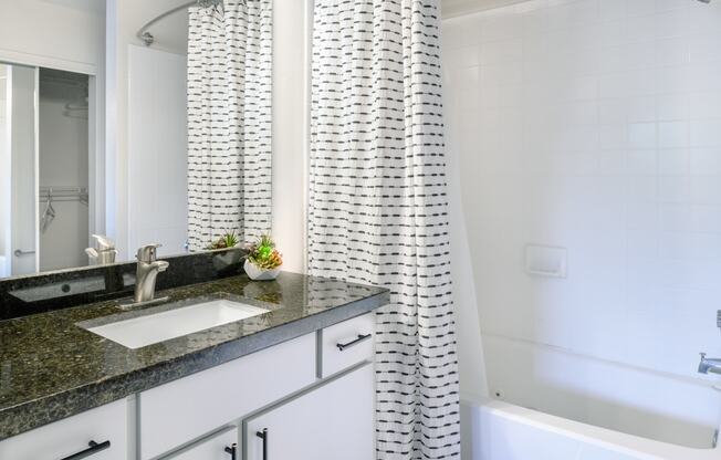 Bathroom interior at The Grove at White Oak Apartments, The Barvin Group, Houston, 77008