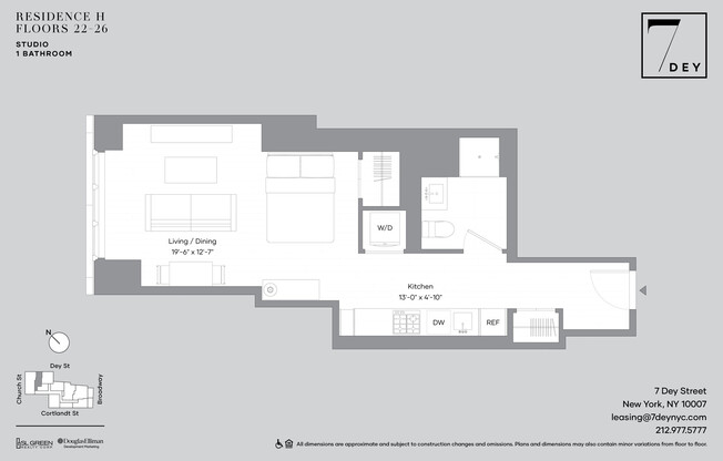 Studio, 1 bath, $4,500, Unit 22H