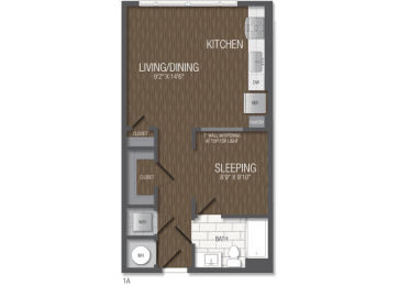 Studio, 1 bath, 585 sqft, $1,768