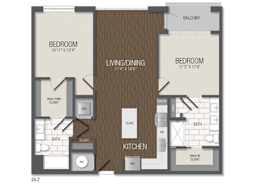 2 beds, 2 baths, 1,089 sqft, $2,832