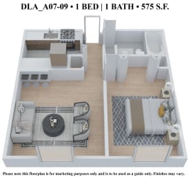 1 bed, 1 bath, 575 sqft, $915