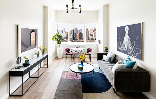 Living room photo with skyline views. Apartment 2209.