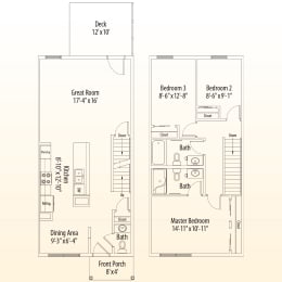 3 beds, 2.5 baths, 1,184 sqft, $2,051